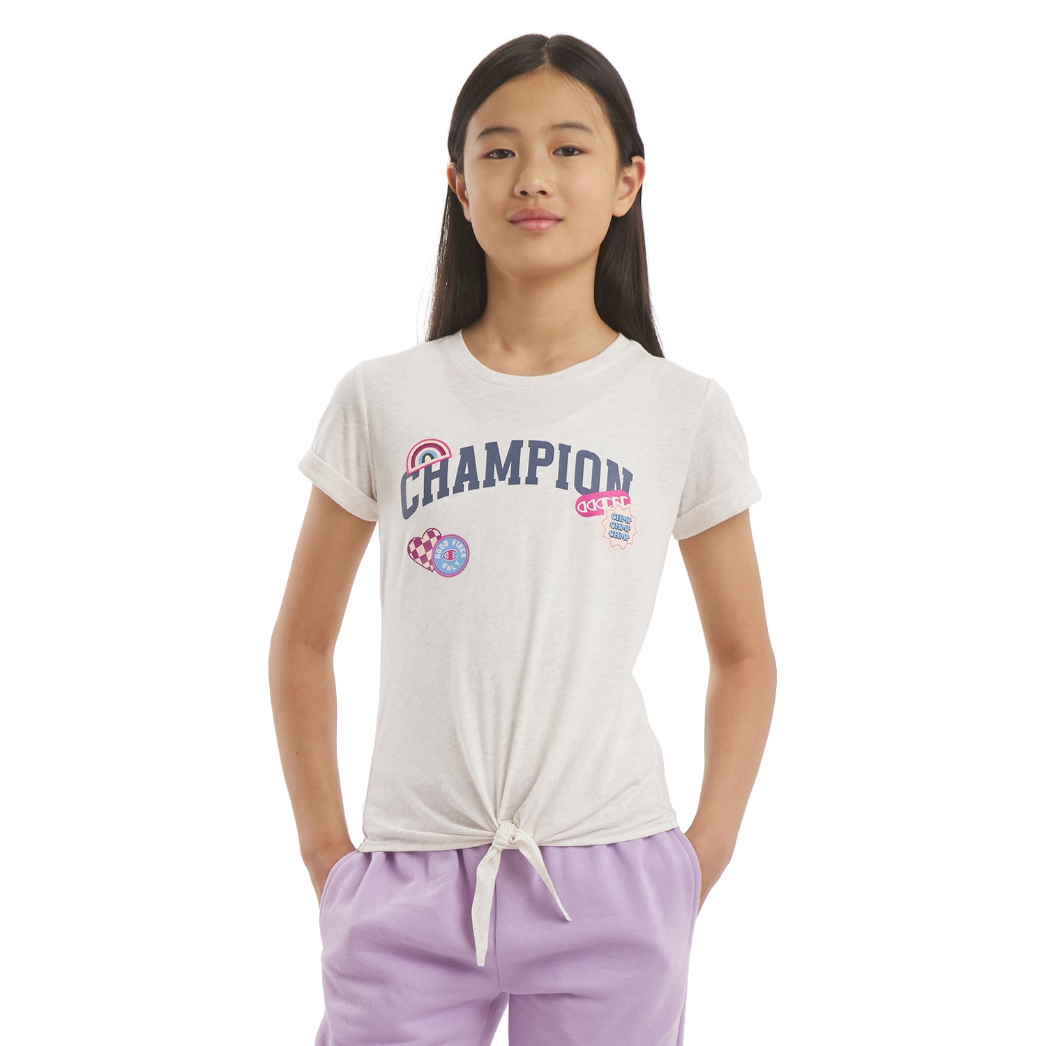 Champion Big Kid Girls Crew Neck Short Sleeve Classic Fit Graphic T-Shirt