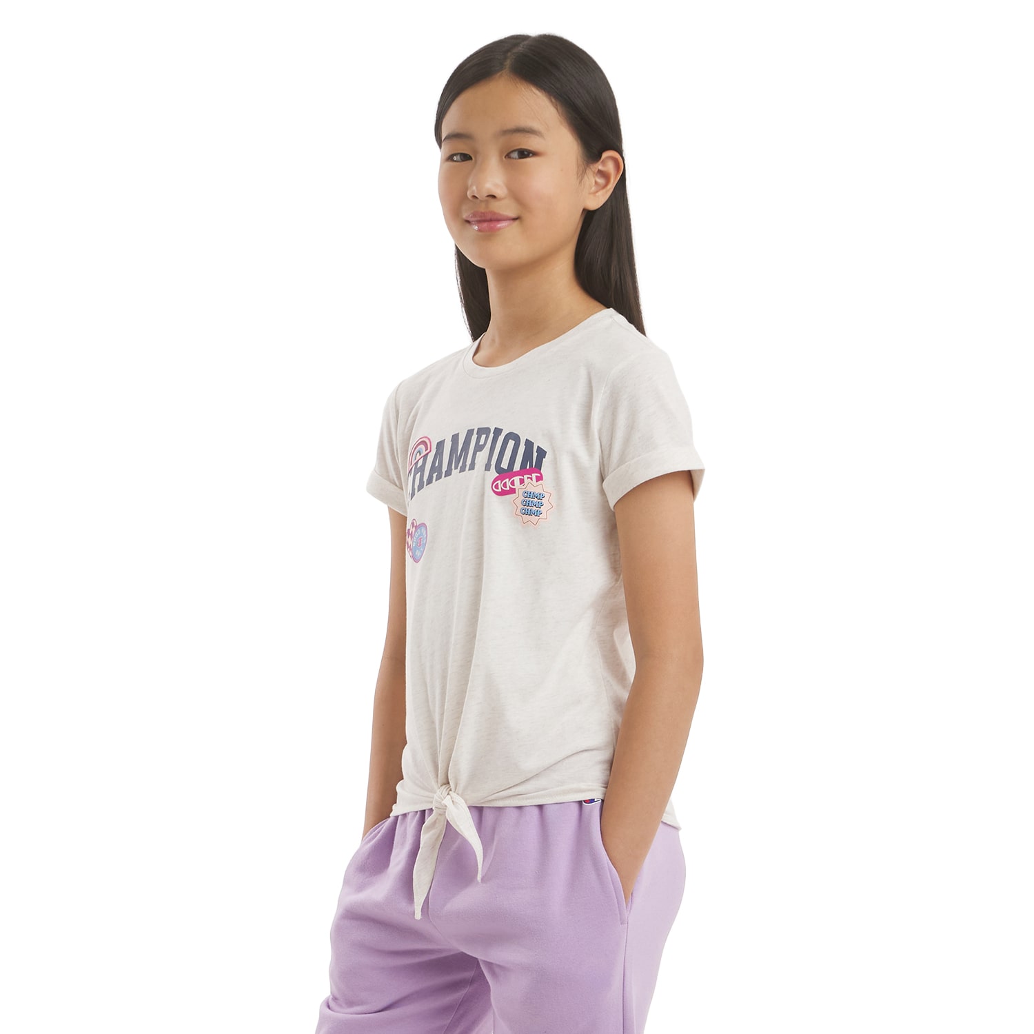 Champion Big Kid Girls Crew Neck Short Sleeve Classic Fit Graphic T-Shirt