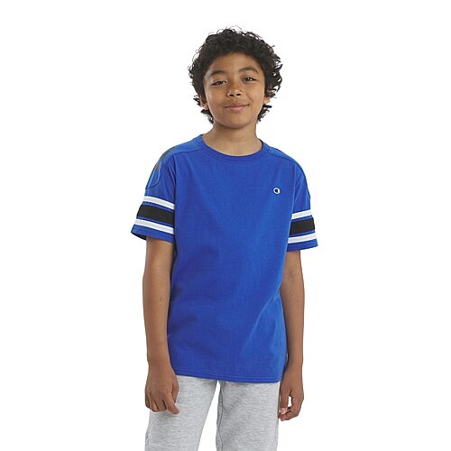 Champion Big Kid Boys Crew Neck Short Sleeve Classic Fit Graphic T-shirt In Blue