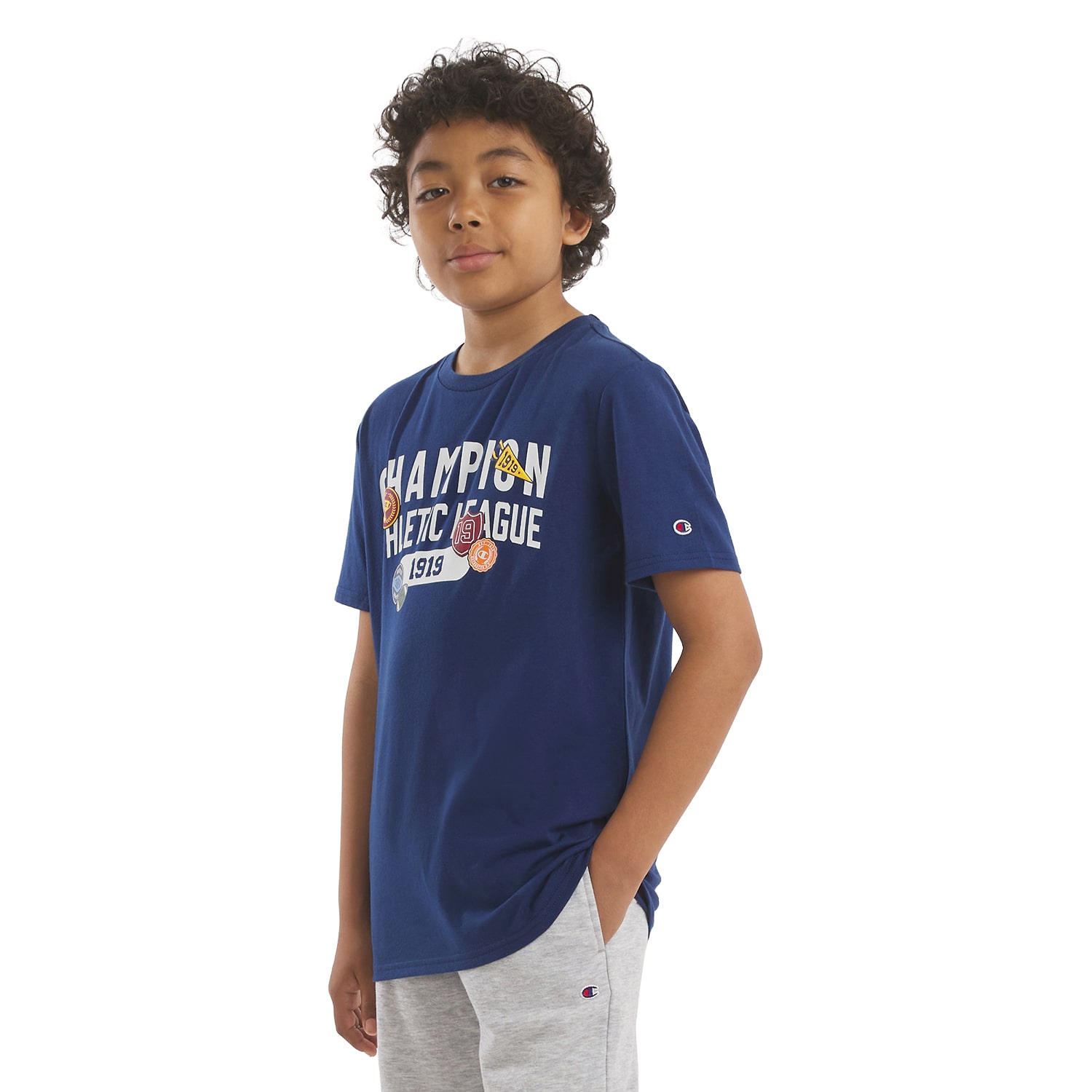 Champion Big Kid Boys Crew Neck Short Sleeve Classic Fit Graphic T-Shirt