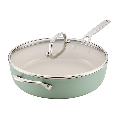 Kitchenaid Hard Anodized 5-qt. Covered Saute Pan In Green