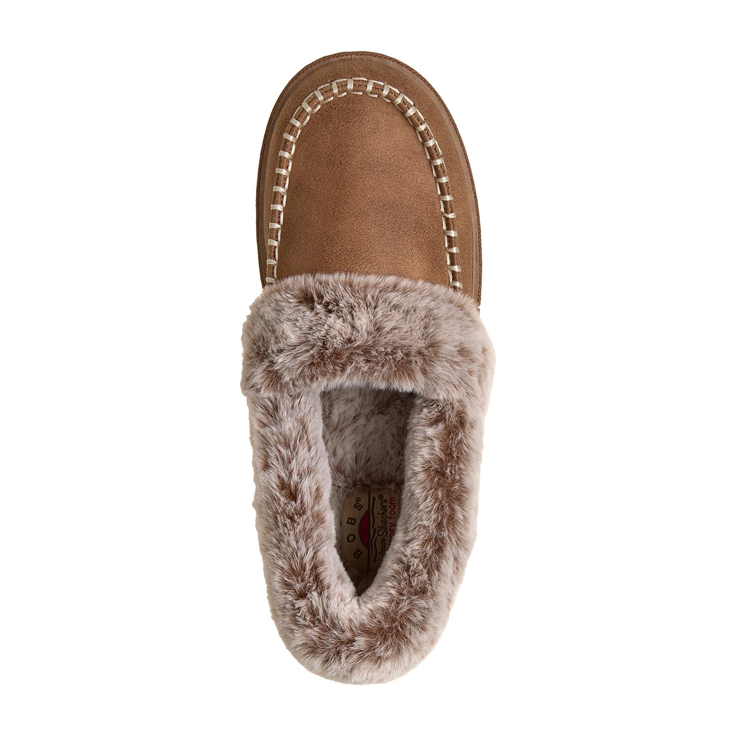 Skechers Bobs Cozy Kiss Snug Stitch Womens Memory Foam Faux Fur Trim Slip-On Slippers