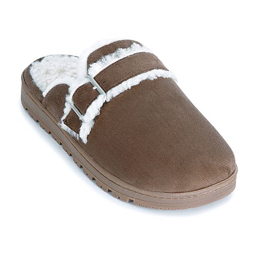 Isotoner Buckle Scuff Womens Slip-on Slippers In Gray