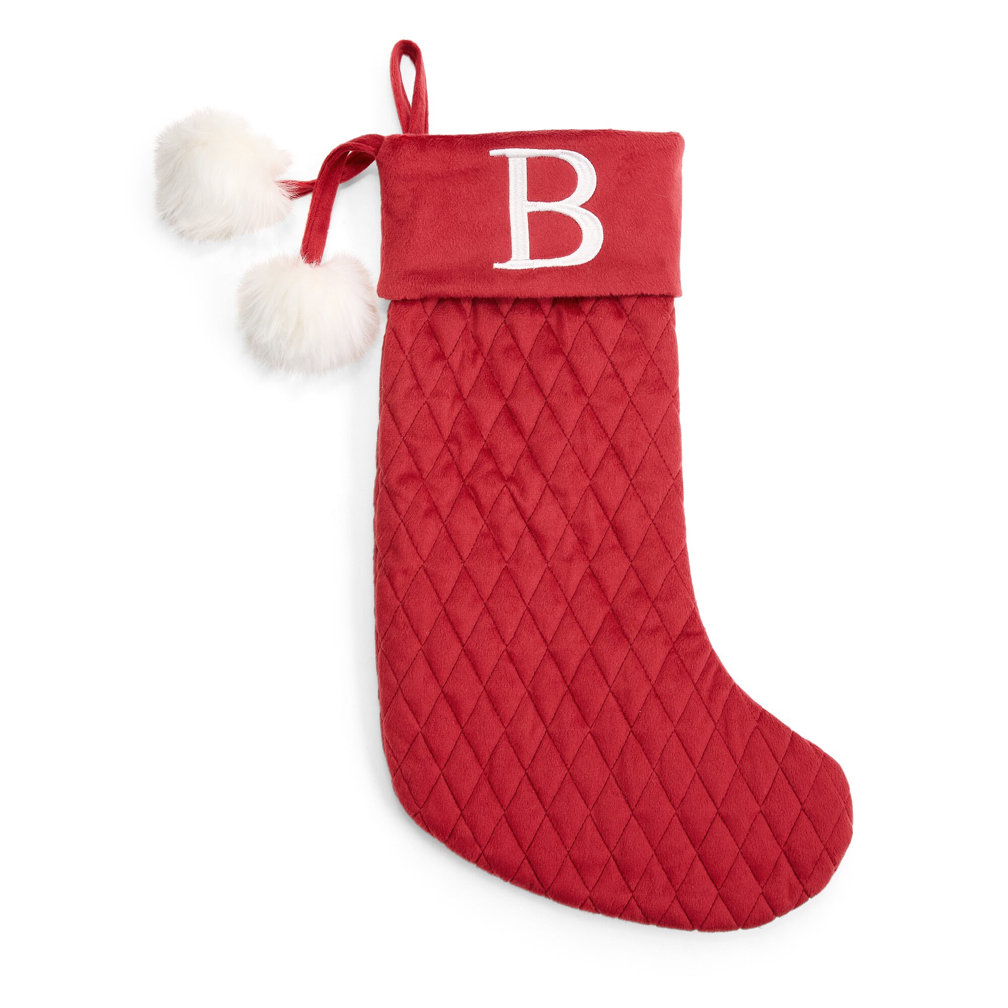 North Pole Trading Co. Quilted Velvet Monogram Stocking B Christmas Stocking