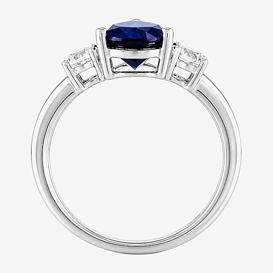 Womens Lab Created Blue Sapphire Sterling Silver Pear 3-Stone Cocktail Ring