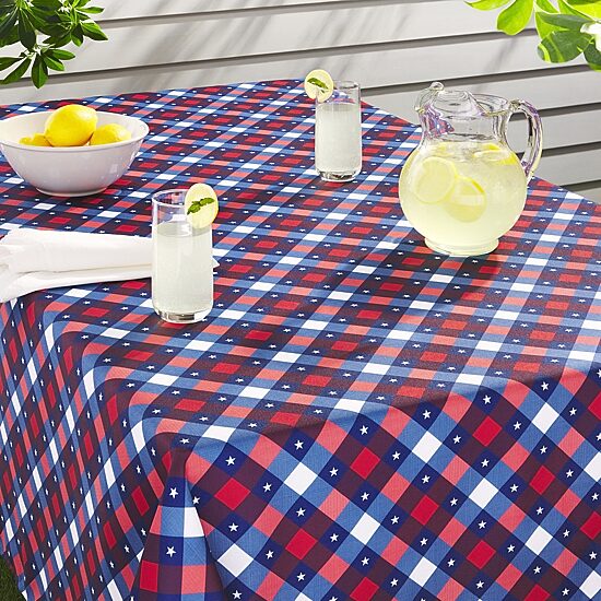 Town And Country Patriotic Plaid Tablecloth