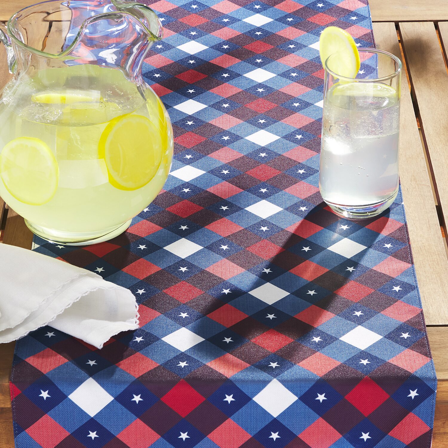 Town And Country Patriotic Plaid Table Runner