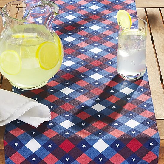 Town And Country Patriotic Plaid Table Runner