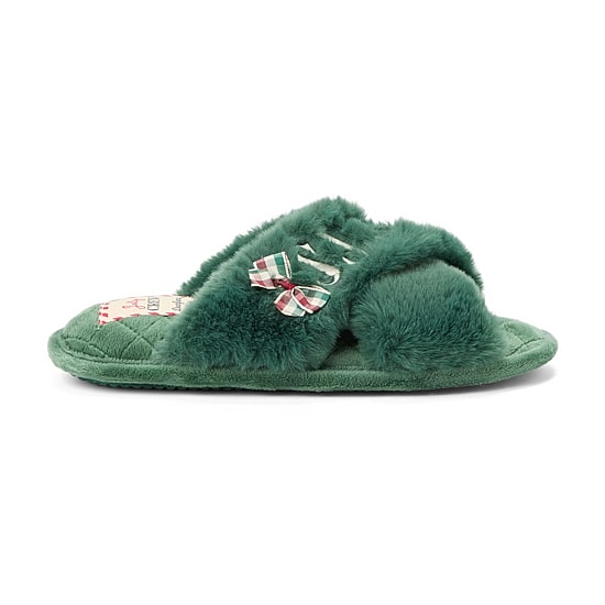 Dearfoams Mama Fur Womens Slip-On Slippers