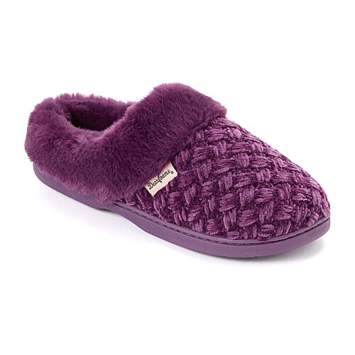 Dearfoams Claire Cable Knit Chenille Womens Memory Foam Clog Slippers In Red