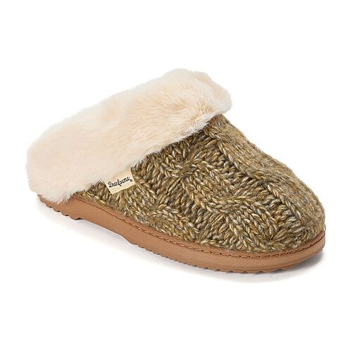 Dearfoams Nicki Knit Scuff - Cable Knit Womens Slip-on Slippers In Green