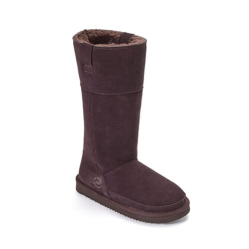 Dearfoams Rayna Genuine Suede Womens Bootie Slippers In Brown