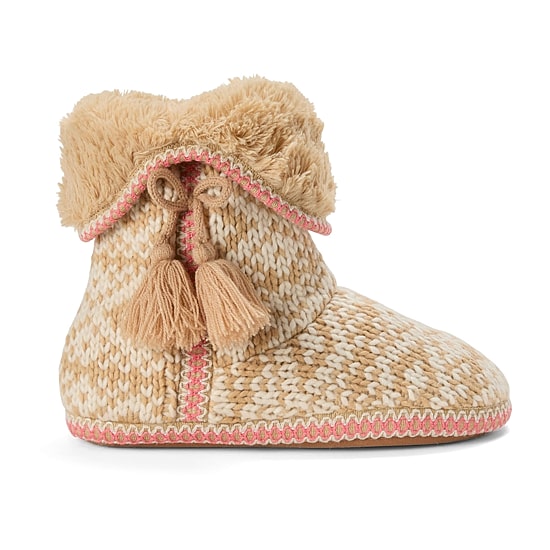 Dearfoams Becky Fold Down With Tassel Womens Bootie Slippers
