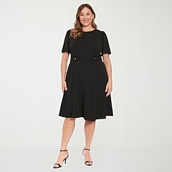 london times dresses black London Times Women's Dresses Sleeveless Jewel Neck Pleat Tuck Maxi Dress |  Plus Sizes