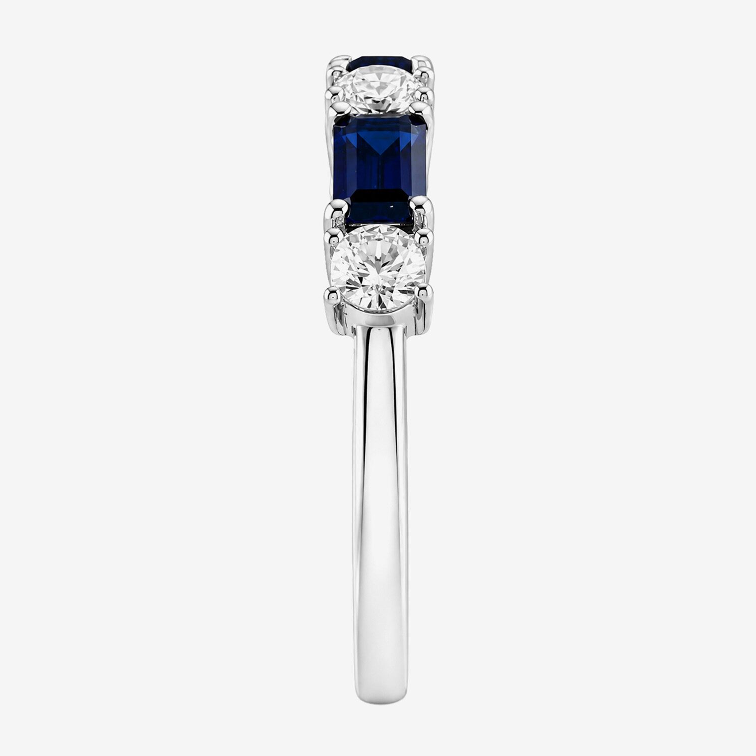 Womens Lab Created Blue Sapphire Sterling Silver Side Stone Band