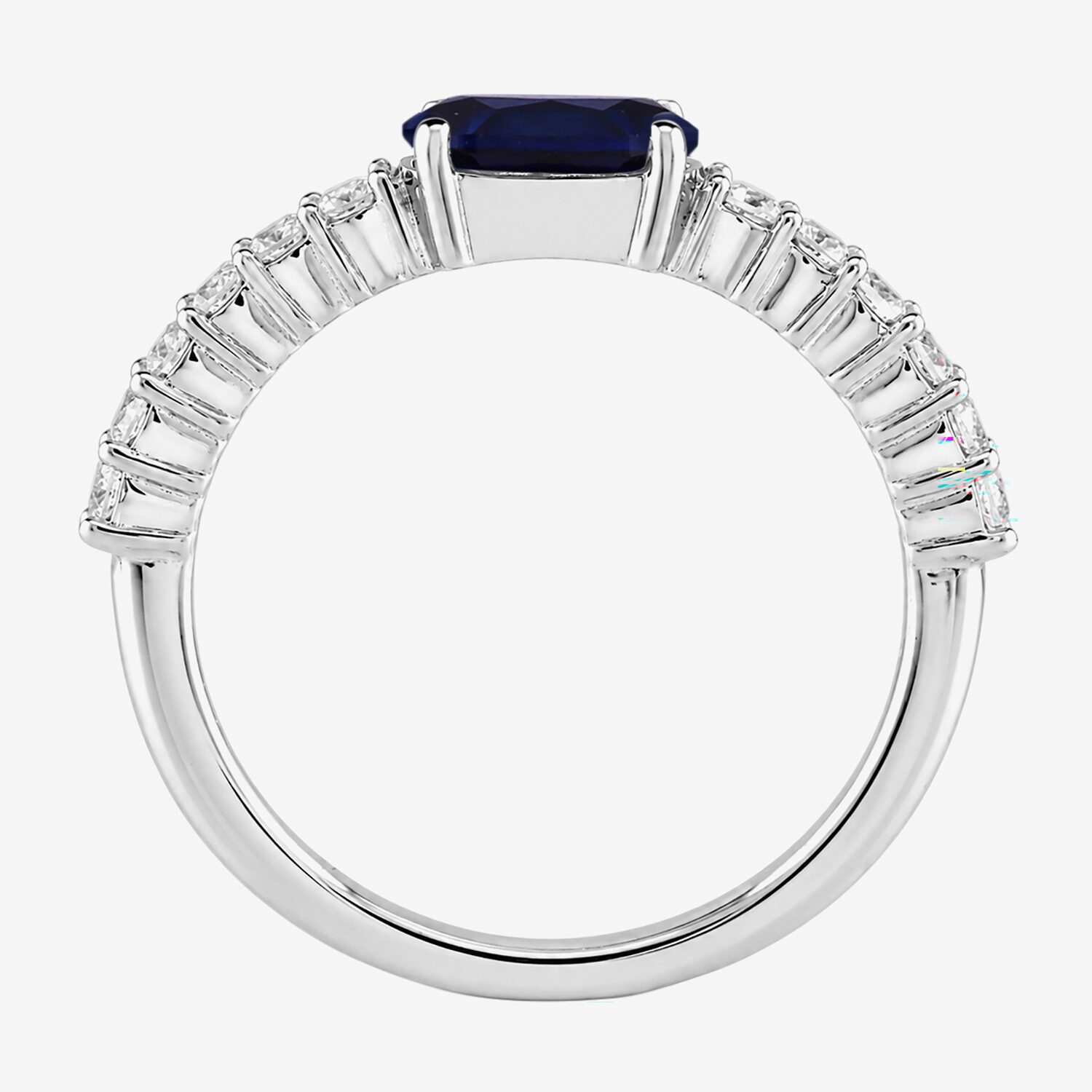Womens Gemstone Sterling Silver Oval Side Stone Cocktail Ring