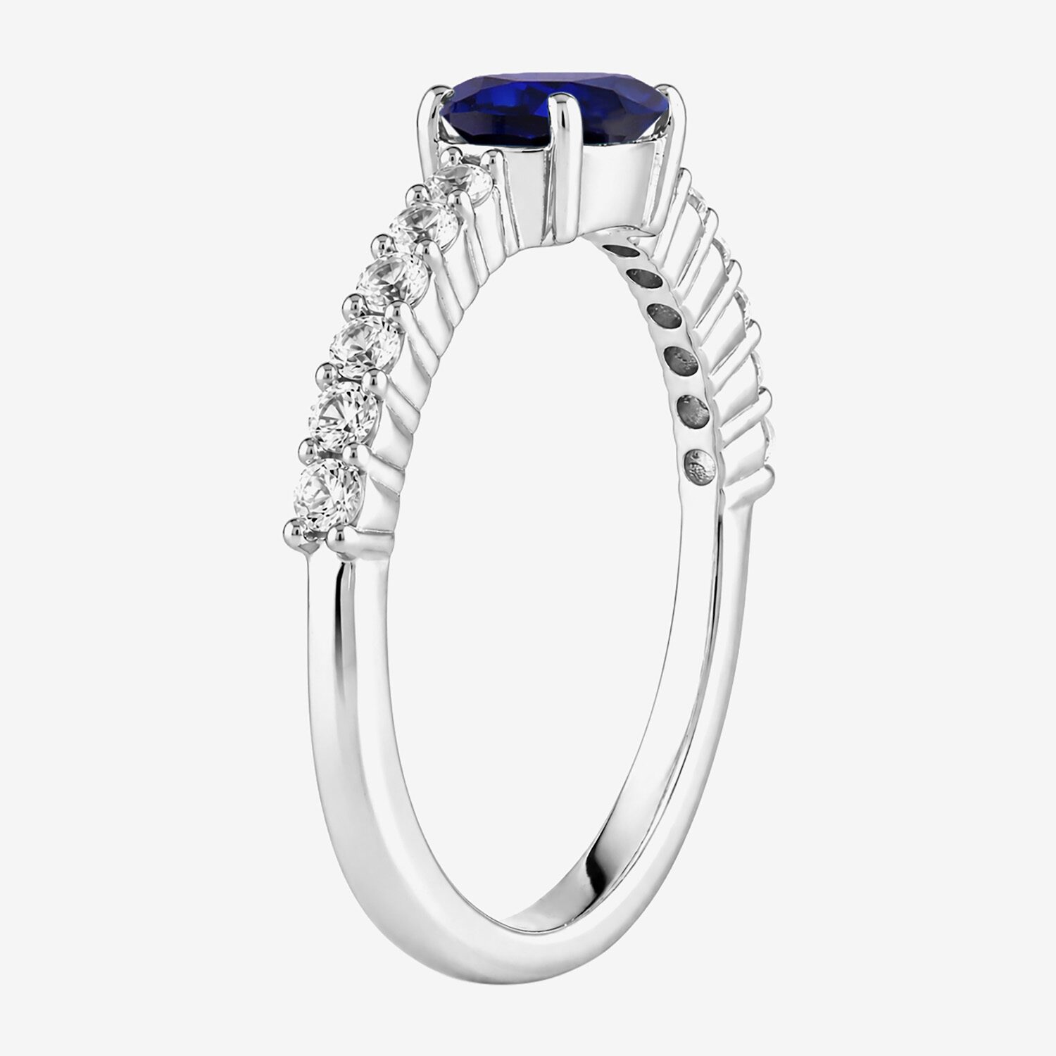 Womens Gemstone Sterling Silver Oval Side Stone Cocktail Ring