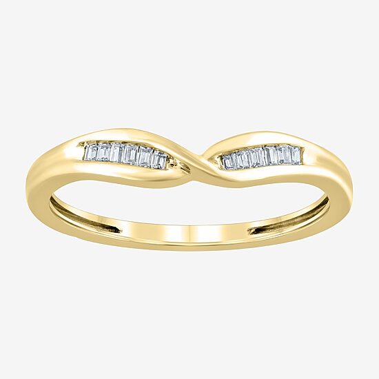 Womens White Diamond 10K Gold Wedding Band