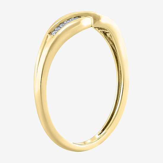 Womens White Diamond 10K Gold Wedding Band