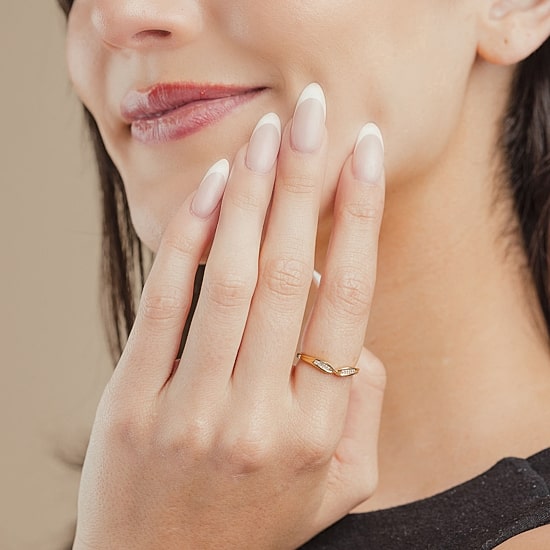Womens White Diamond 10K Gold Wedding Band