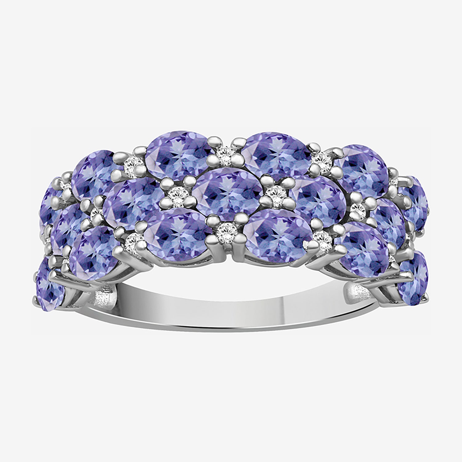 (I-J / I2-I3) Womens 2MM 1/8 CT. T.W. Genuine Blue Tanzanite 10K Gold Band