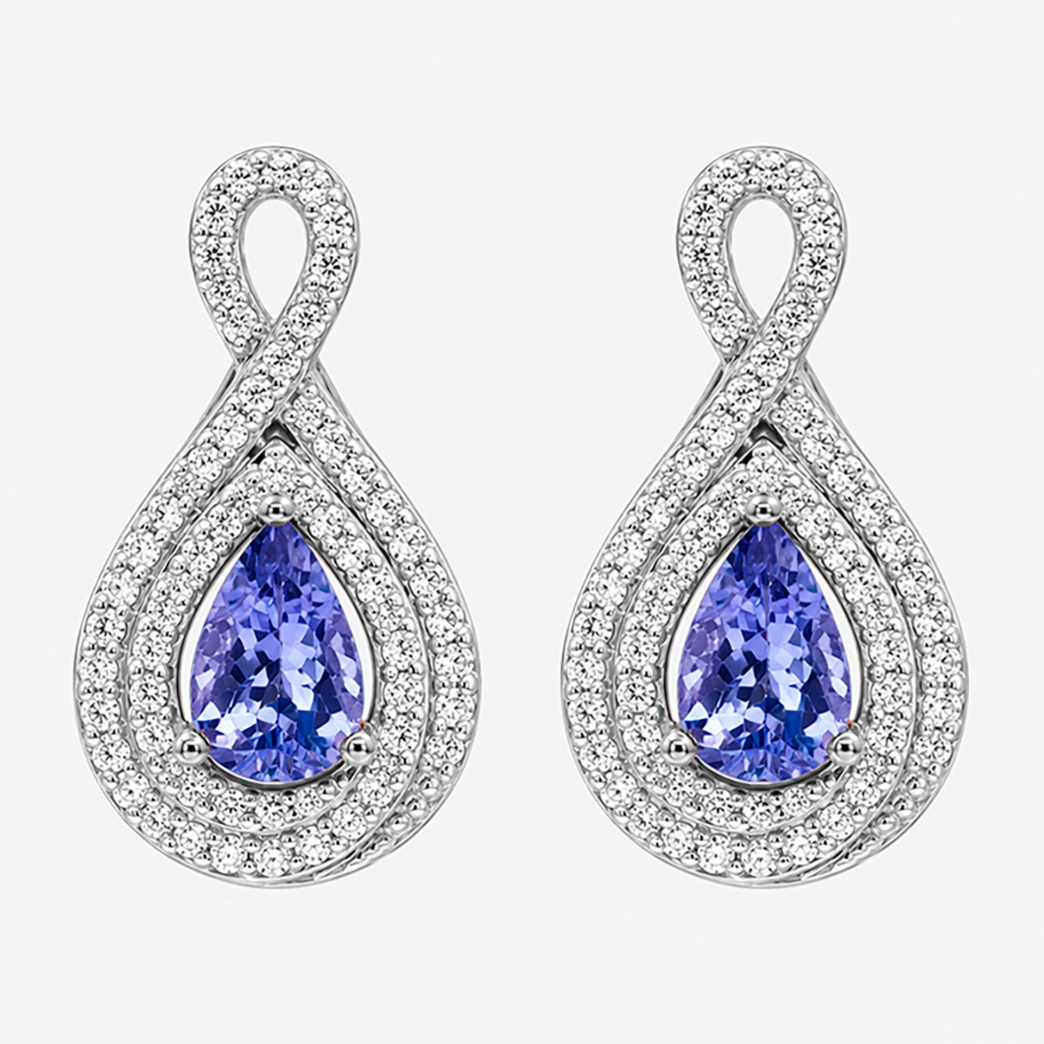 (I-J / I2-I3) 1/3 CT. T.W. Genuine Blue Tanzanite 10K Gold 17.1mm Pear Stud Earrings