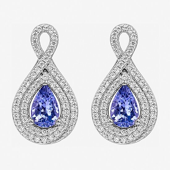 (I-J / I2-I3) 1/3 CT. T.W. Genuine Blue Tanzanite 10K Gold 17.1mm Pear Stud Earrings