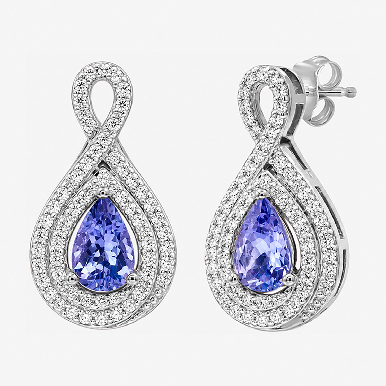 (I-J / I2-I3) 1/3 CT. T.W. Genuine Blue Tanzanite 10K Gold 17.1mm Pear Stud Earrings