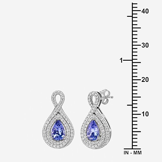 (I-J / I2-I3) 1/3 CT. T.W. Genuine Blue Tanzanite 10K Gold 17.1mm Pear Stud Earrings
