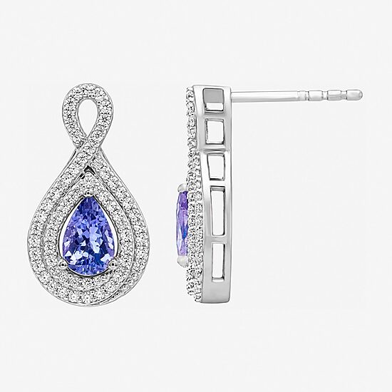 (I-J / I2-I3) 1/3 CT. T.W. Genuine Blue Tanzanite 10K Gold 17.1mm Pear Stud Earrings