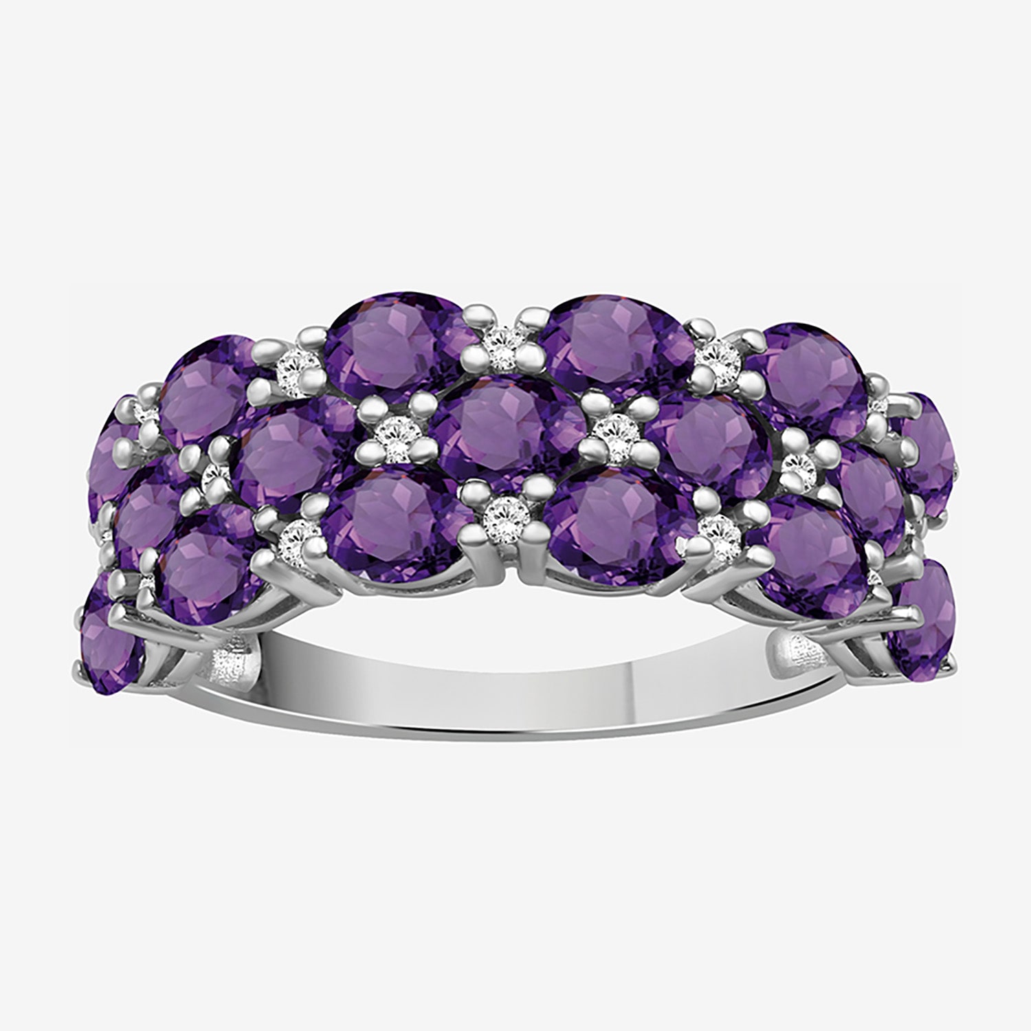 (I-J / I2-I3) Womens 2MM 1/8 CT. T.W. Genuine Purple Amethyst 10K Gold Band