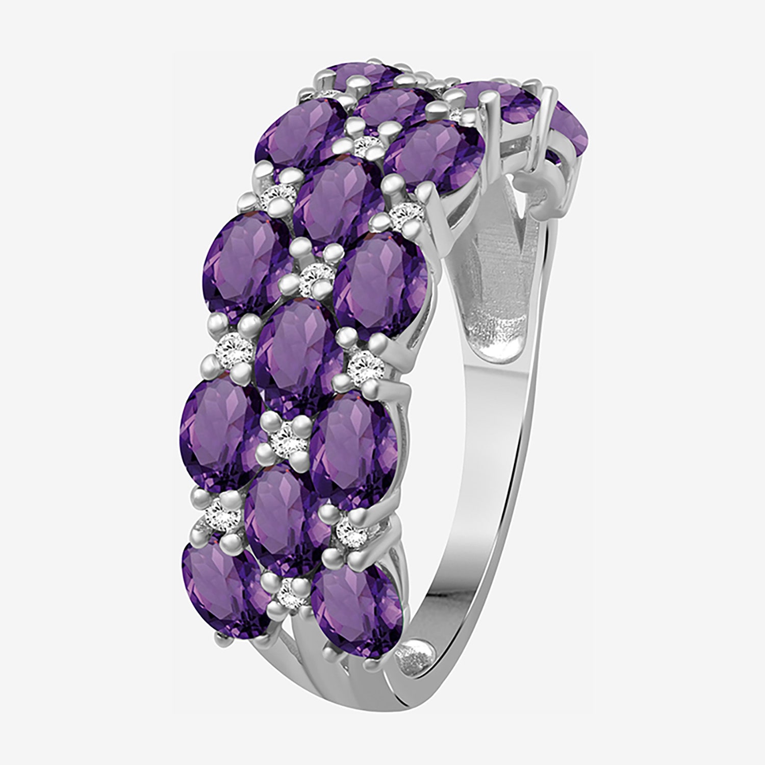 (I-J / I2-I3) Womens 2MM 1/8 CT. T.W. Genuine Purple Amethyst 10K Gold Band