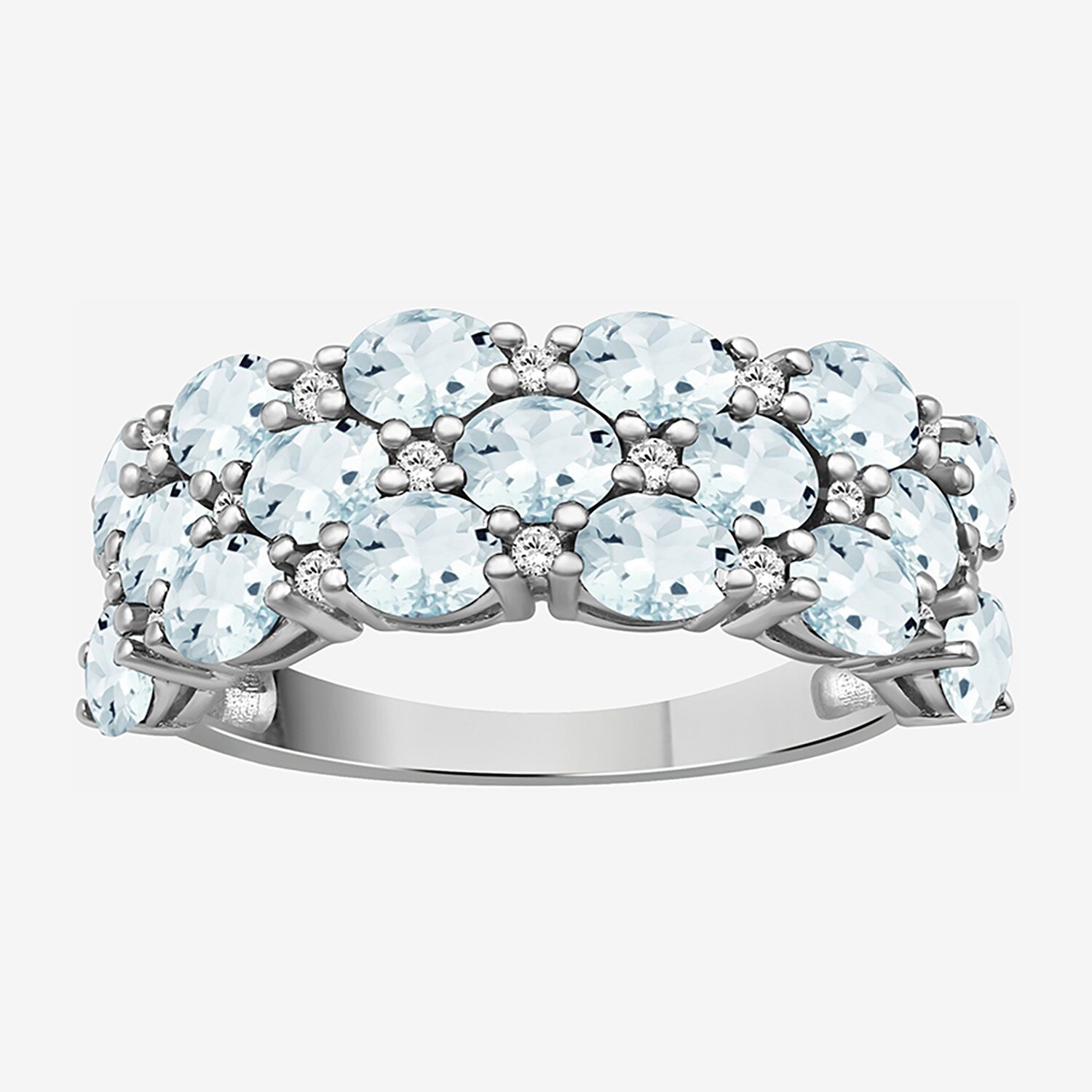 (I-J / I2-I3) Womens 2MM 1/8 CT. T.W. Genuine Blue Aquamarine 10K Gold Band