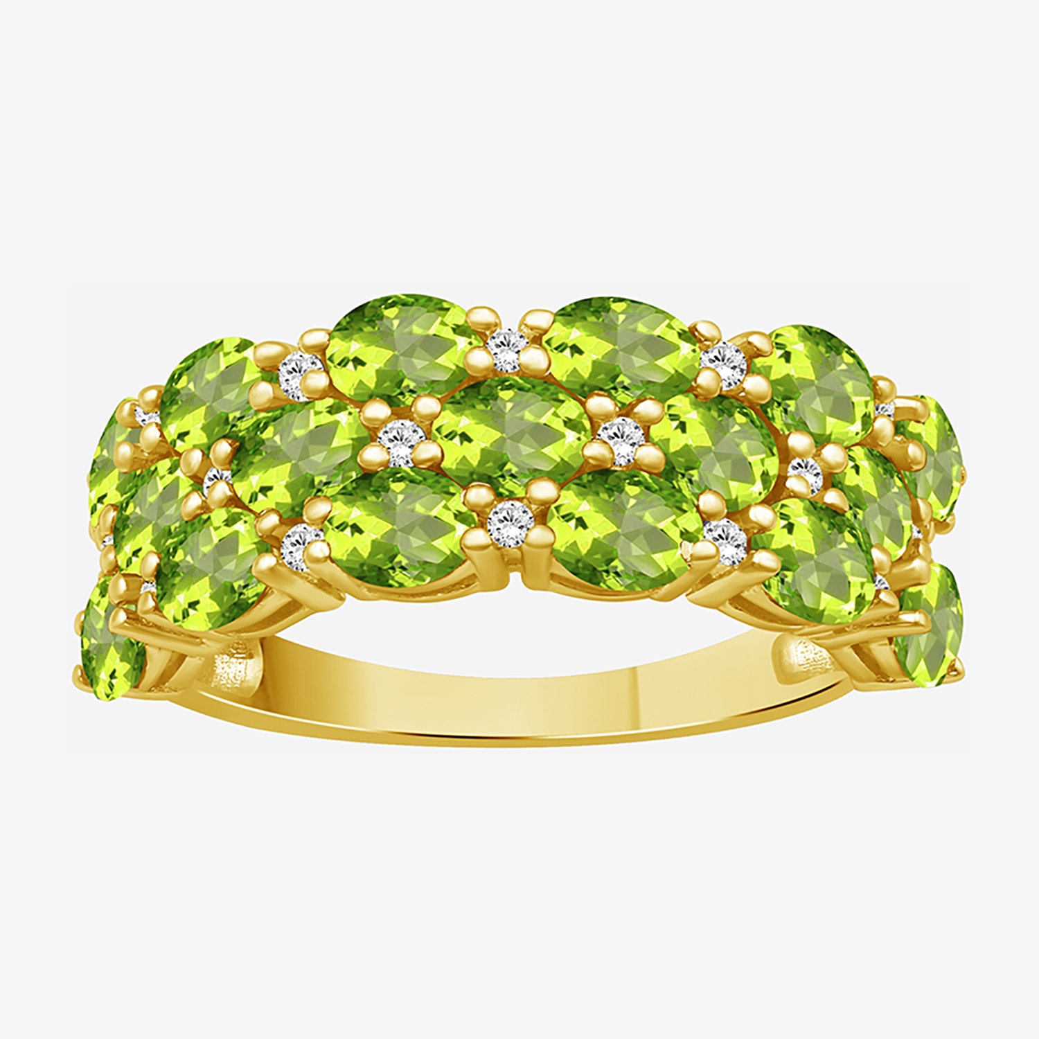 (I-J / I2-I3) Womens 2MM 1/8 CT. T.W. Genuine Green Peridot 10K Gold Band