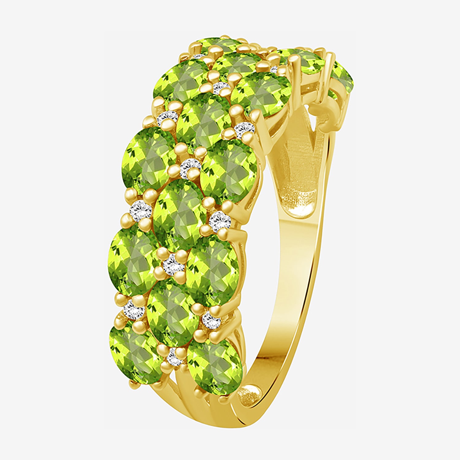 (I-J / I2-I3) Womens 2MM 1/8 CT. T.W. Genuine Green Peridot 10K Gold Band