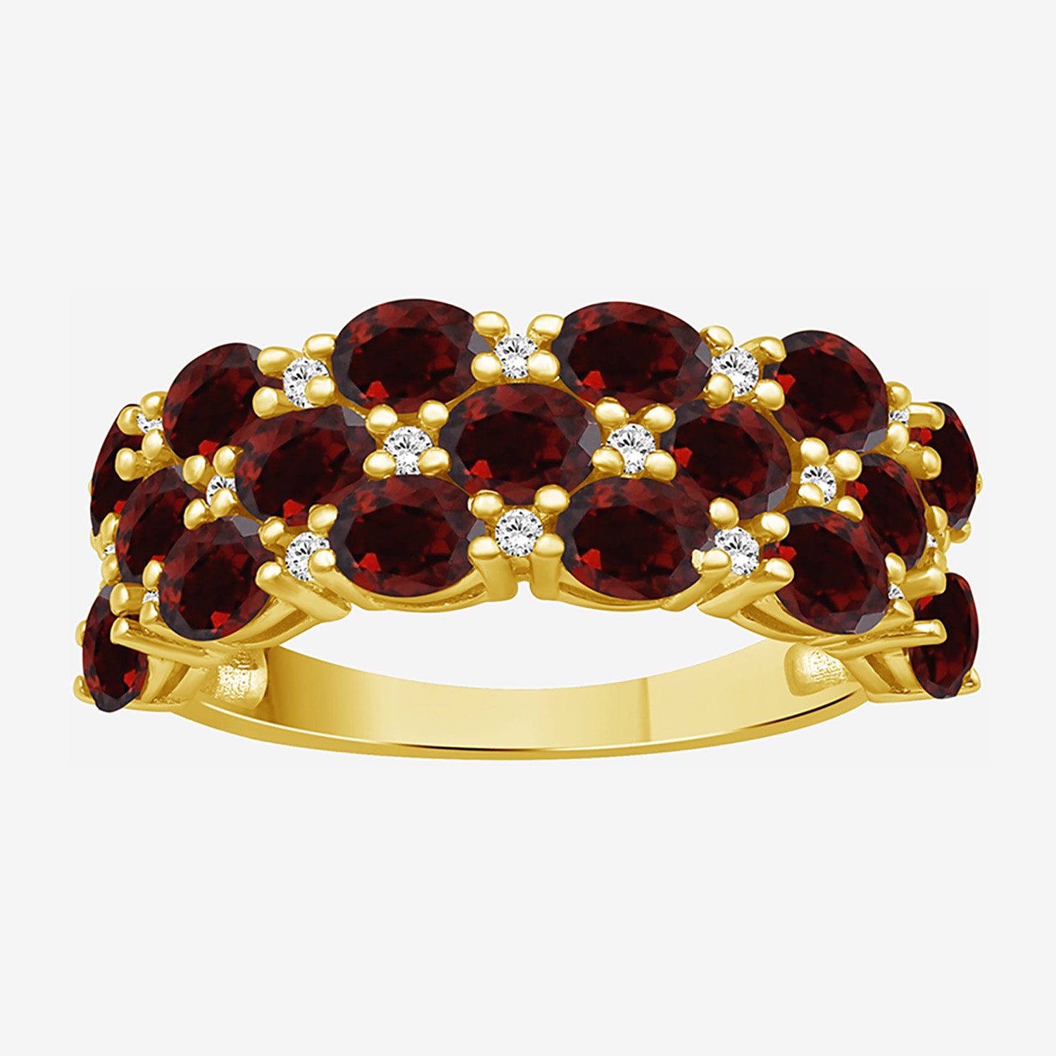 (I-J / I2-I3) Womens 2MM 1/8 CT. T.W. Genuine Red Garnet 10K Gold Band