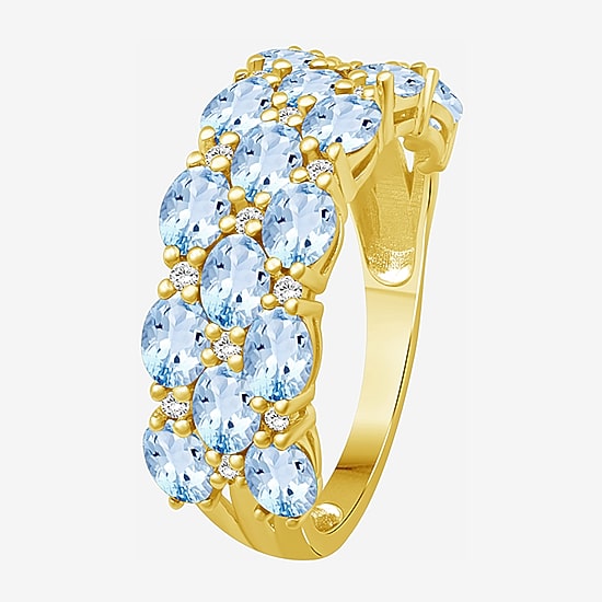 (I-J / I2-I3) Womens 2MM 1/8 CT. T.W. Genuine Blue Topaz 10K Gold Band