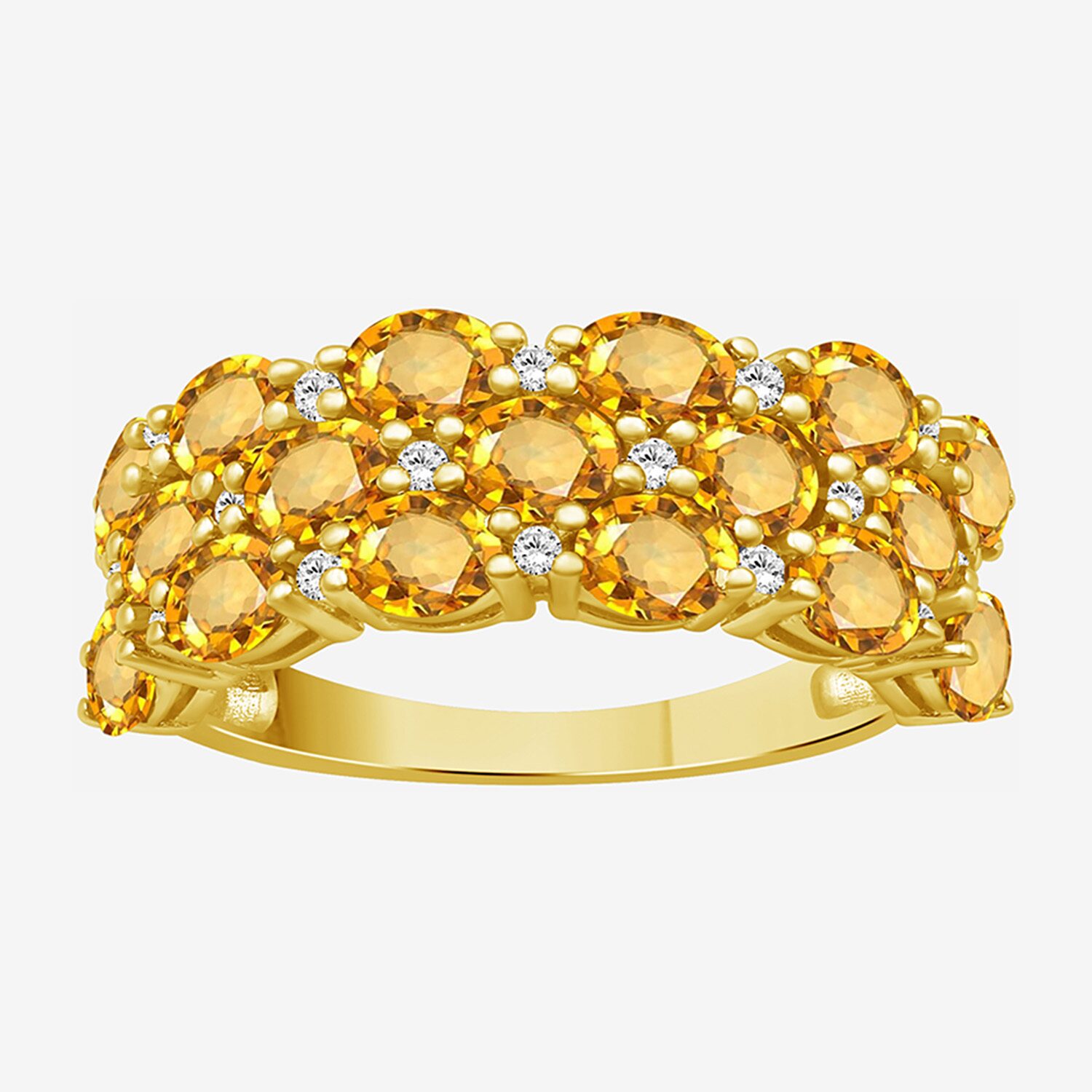 (I-J / I2-I3) Womens 2MM 1/8 CT. T.W. Genuine Yellow Citrine 10K Gold Band