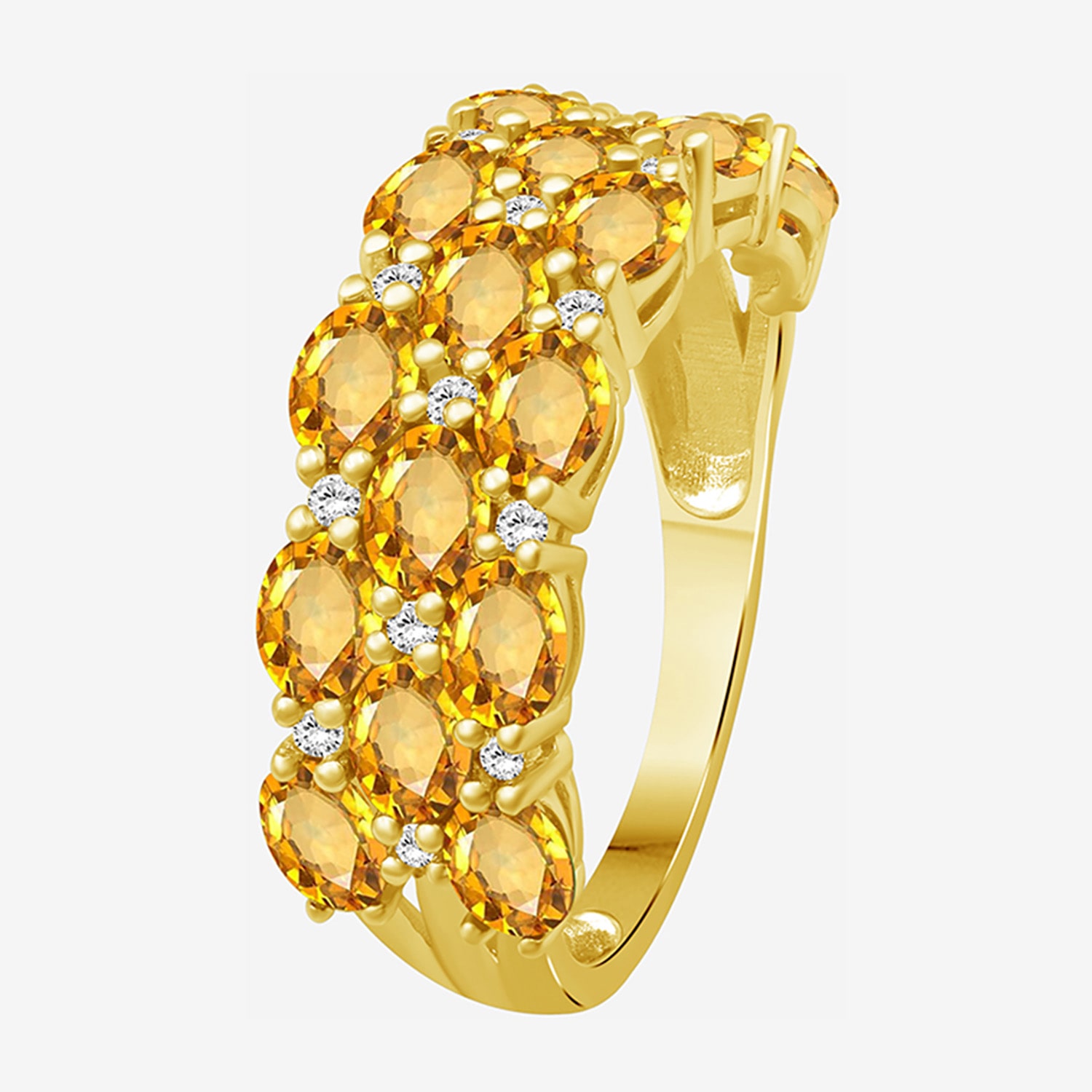 (I-J / I2-I3) Womens 2MM 1/8 CT. T.W. Genuine Yellow Citrine 10K Gold Band