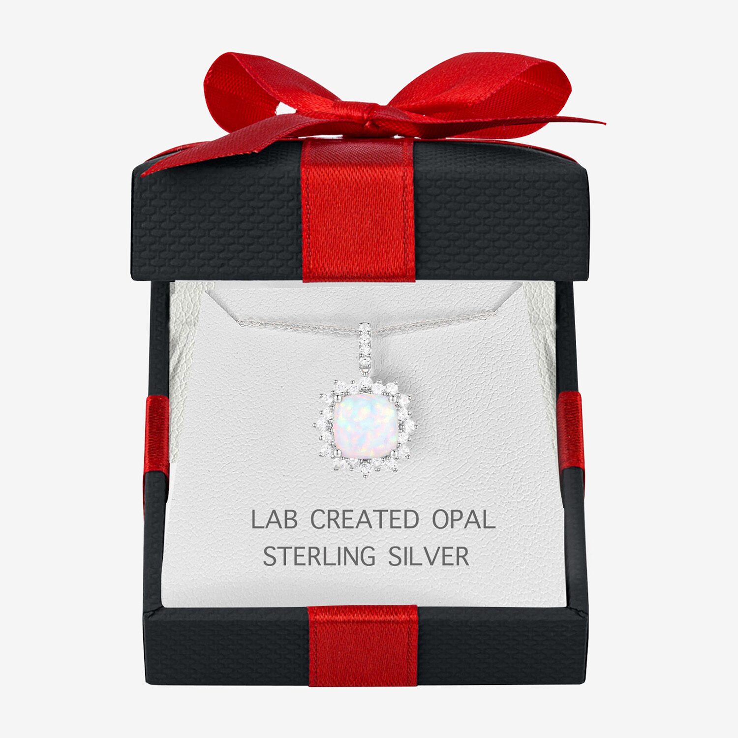 Yes Please! Womens Lab Created White Opal Sterling Silver Cushion 18 Inch Pendant Necklace