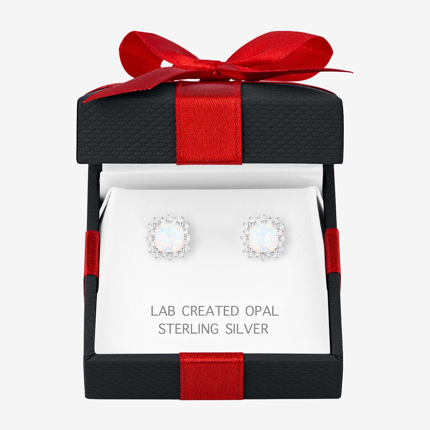 Yes, Please! Lab Created White Opal Sterling Silver 10.5mm Cushion Stud Earrings