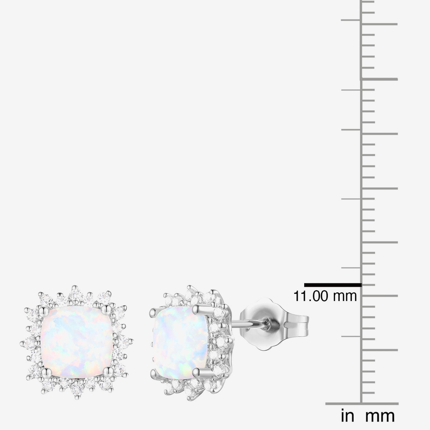 Yes, Please! Lab Created White Opal Sterling Silver 10.5mm Cushion Stud Earrings