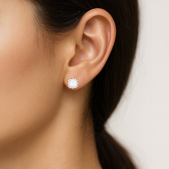 Yes, Please! Lab Created White Opal Sterling Silver 10.5mm Cushion Stud Earrings