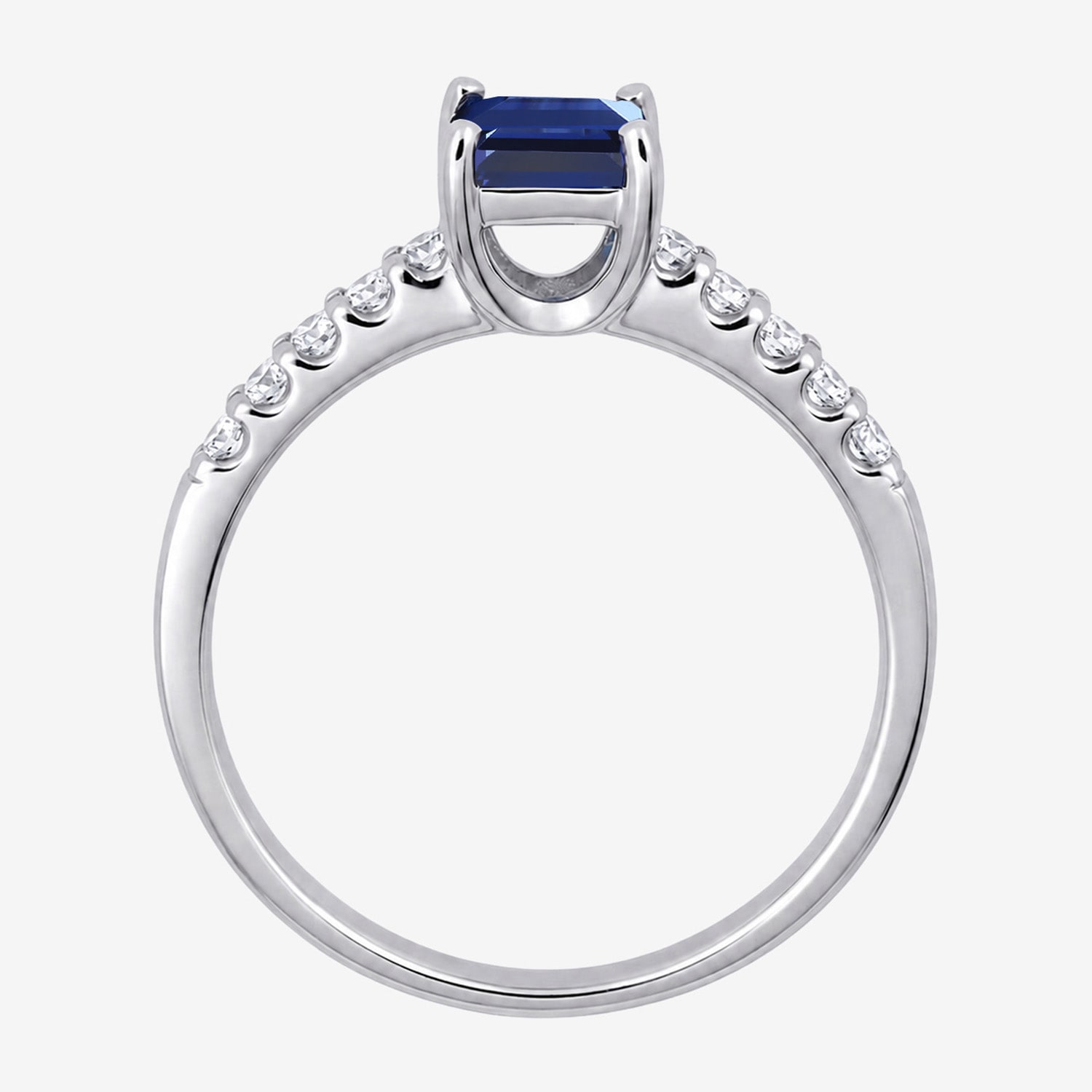 Yes, Please! Womens Lab Created Blue Sapphire Sterling Silver Side Stone Cocktail Ring