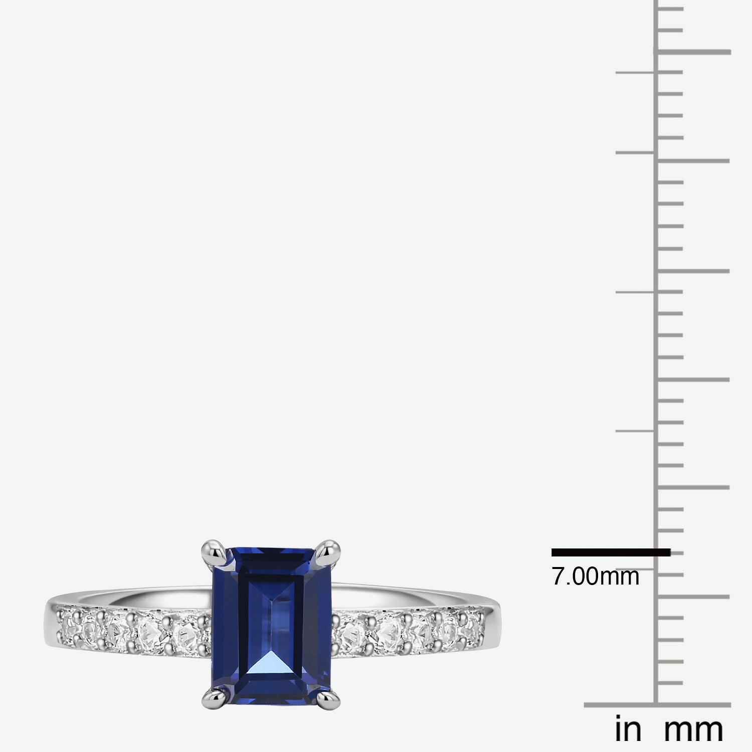 Yes, Please! Womens Lab Created Blue Sapphire Sterling Silver Side Stone Cocktail Ring