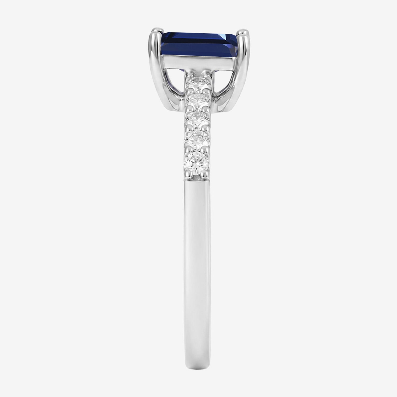 Yes, Please! Womens Lab Created Blue Sapphire Sterling Silver Side Stone Cocktail Ring