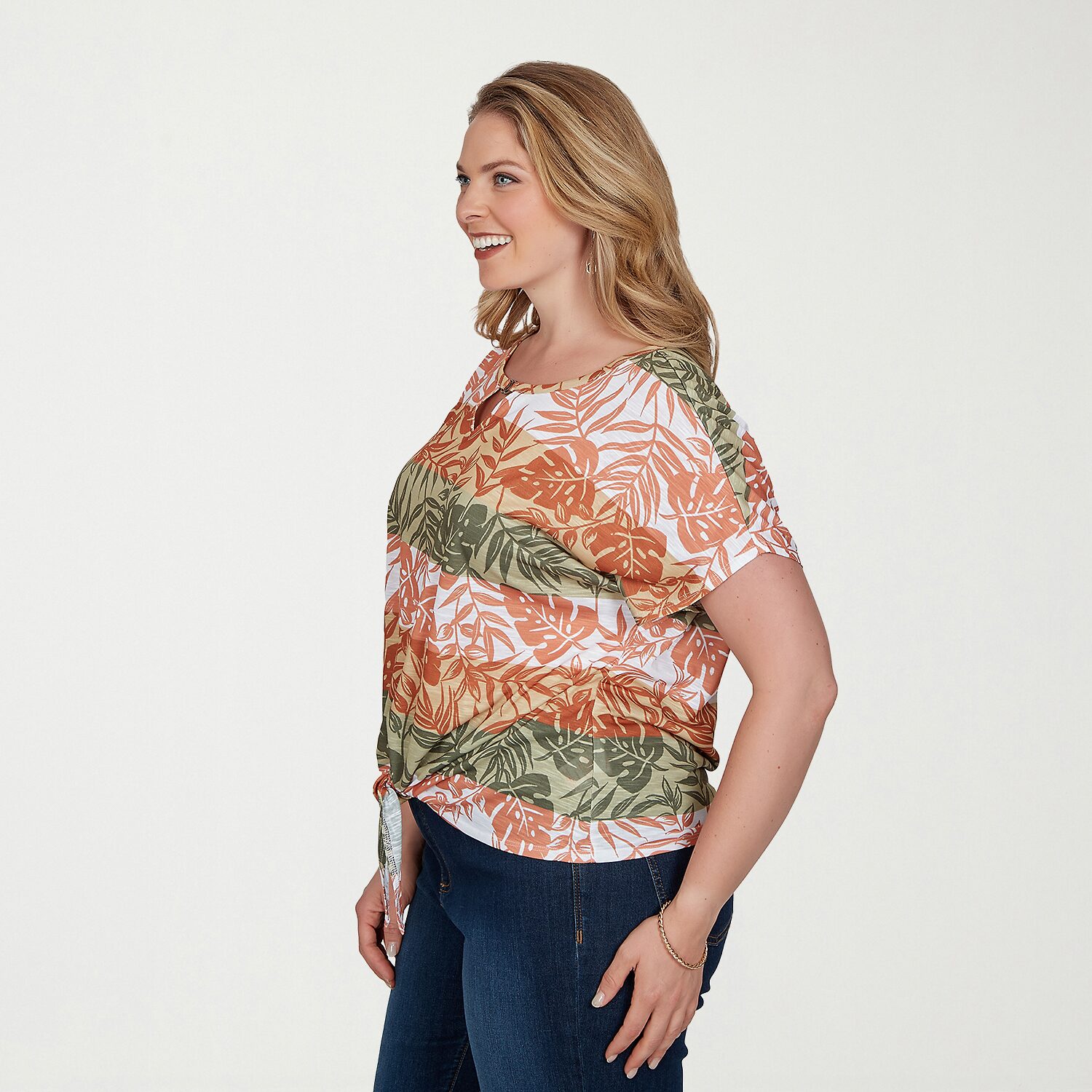 Hearts Of Palm Womens Plus Keyhole Neck Sleeveless Embellished Blouse
