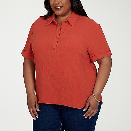 Hearts Of Palm Womens Plus Short Sleeve Blouse