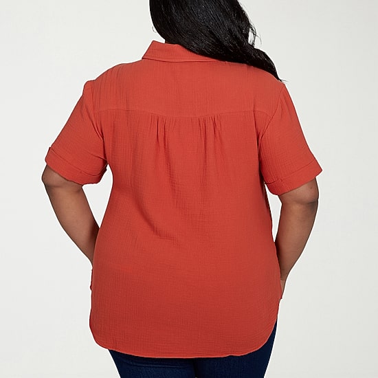 Hearts Of Palm Womens Plus Short Sleeve Blouse