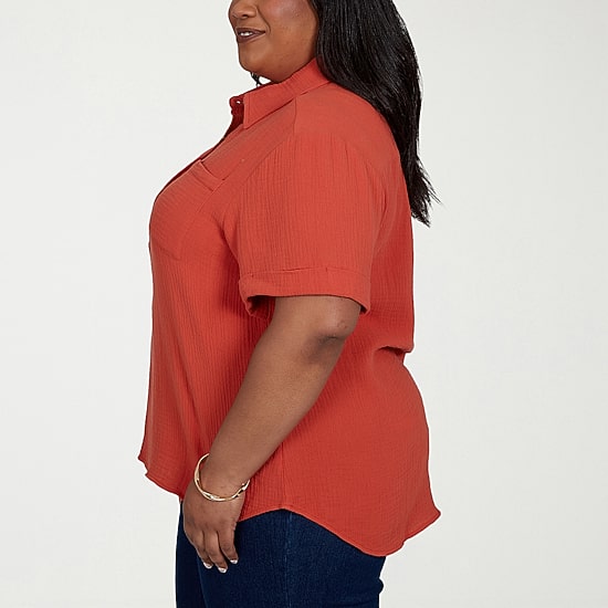 Hearts Of Palm Womens Plus Short Sleeve Blouse